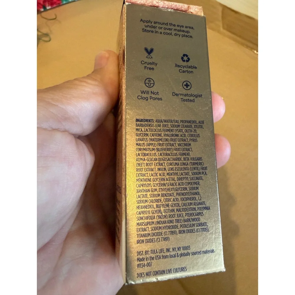 Tula Skincare Spresso Energizing Eye Balm Americano Bronze Glow 0.35oz New